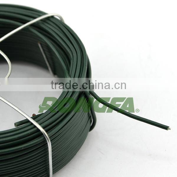 30m coiled green soft pvc coated wire for garden and agriculture