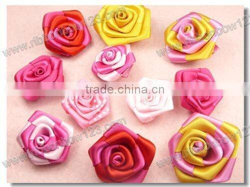 Decorative artificial polyester grosgrain ribbon flower decoration