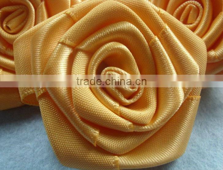 handmade satin ribbon gold rose flowers