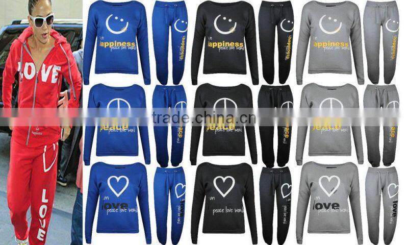 NEW LADIES WOMENS CELEBRITY PEACE LOVE SWEATSHIRT TRACKSUIT