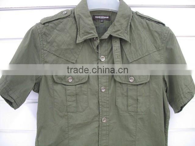 100% Cotton Poplin men's Crinkle Shirts , summer short sleeve shirts