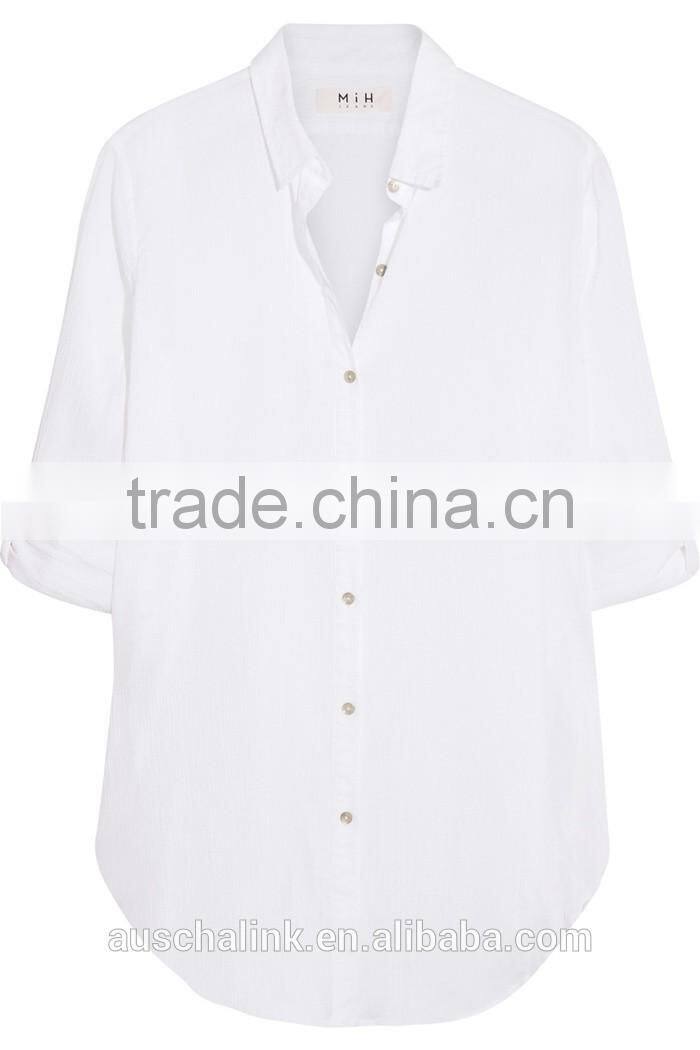 outdoor Autumn women white cotton shirt customized