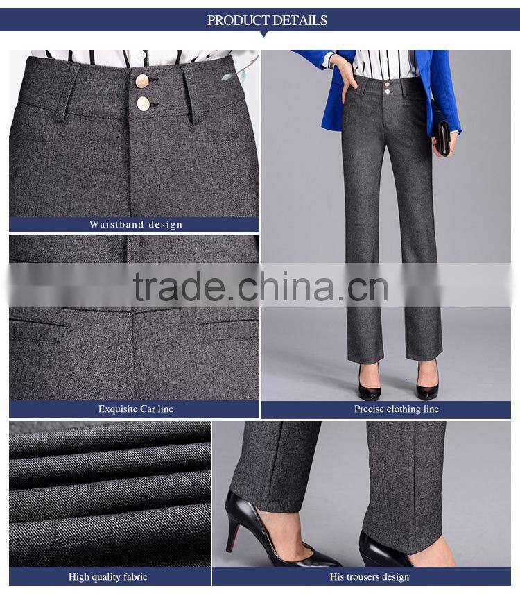 2017 female and straight legged trousers high waisted trousers pendant thin OL dress pants size middle-aged leisure pants custom
