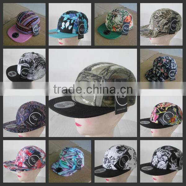 Fashion all over printed adjustable 5 panel hat sewing pattern