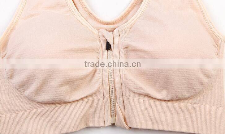 zm10843a Professional shock running sports bra front zipper without rims wholesale yoga underwear