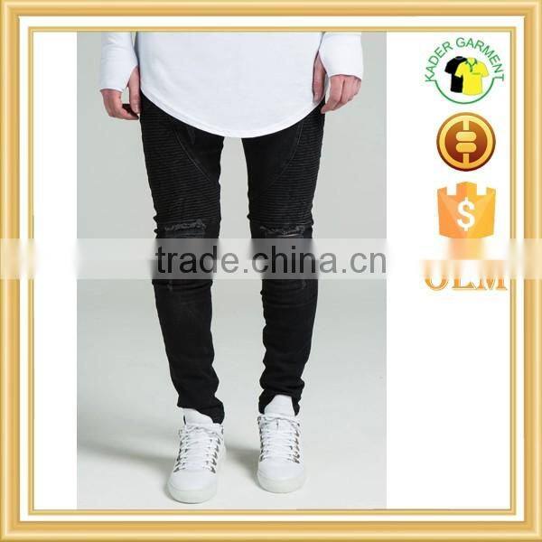 Latest design skinny jeans popular biker jeans quality distressed jeans