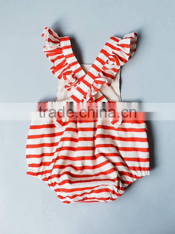 Boutique Summer Newborn Baby Clothes Stripes Cotton Wholesale Backless Girl Romper