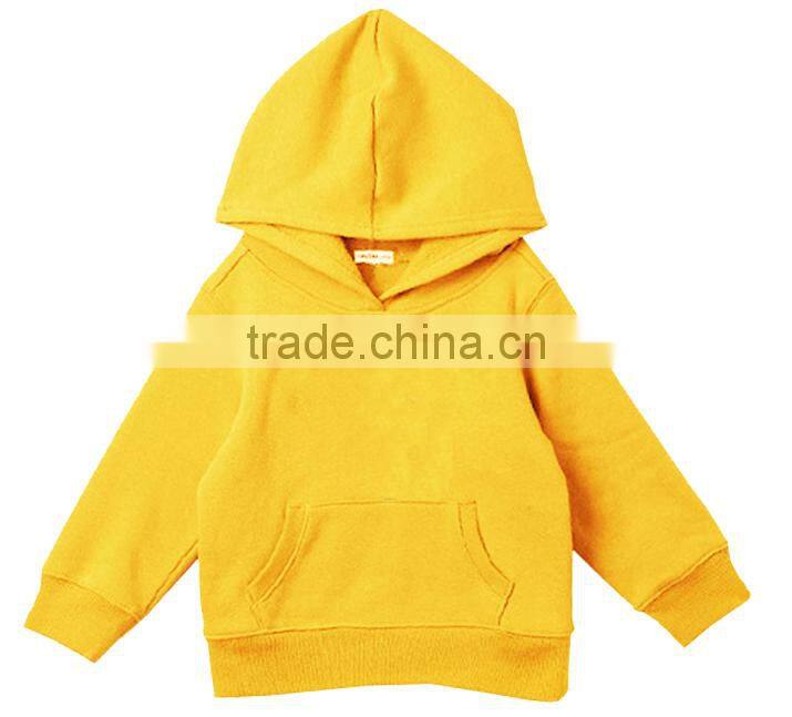 fleece knitted little kids plain yellow hoodie