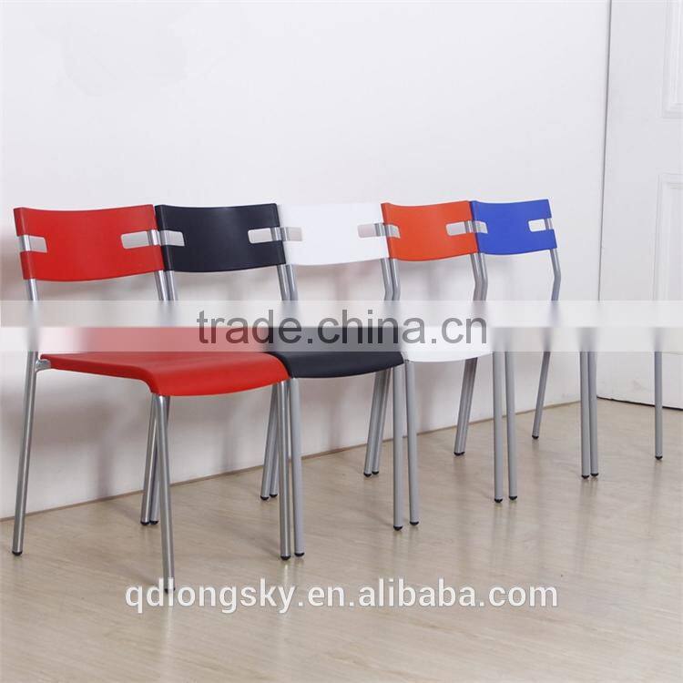 LS-4015 low price modern dining room plastic chair with low back fancy wholesale stacking chair