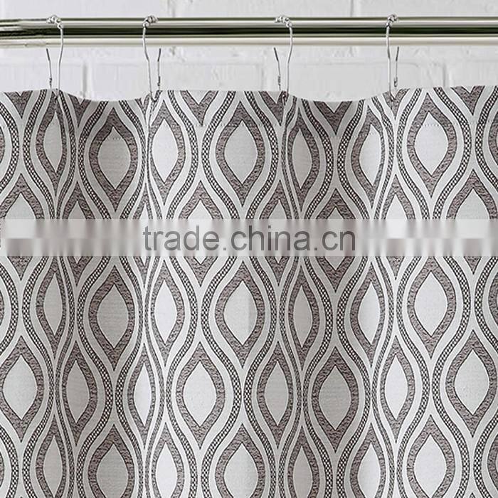 2017 Latest Designs Hookless Jacquard Shower Curtain