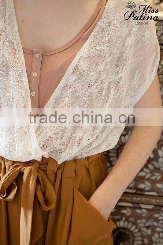 Temperament bud silk splice joint outseam pants