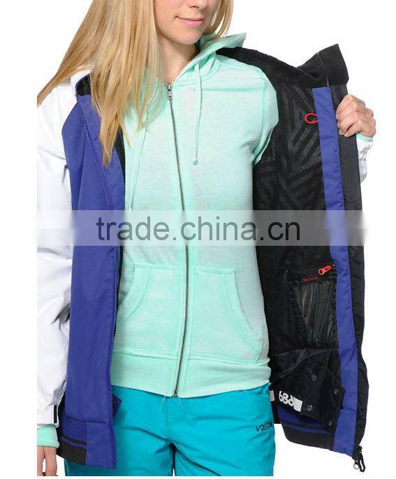2014 Custom Purple & White Women's Snowboard Jacket With Good Quality