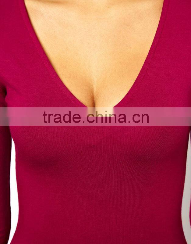 Bodycon Dress with Deep V Neck