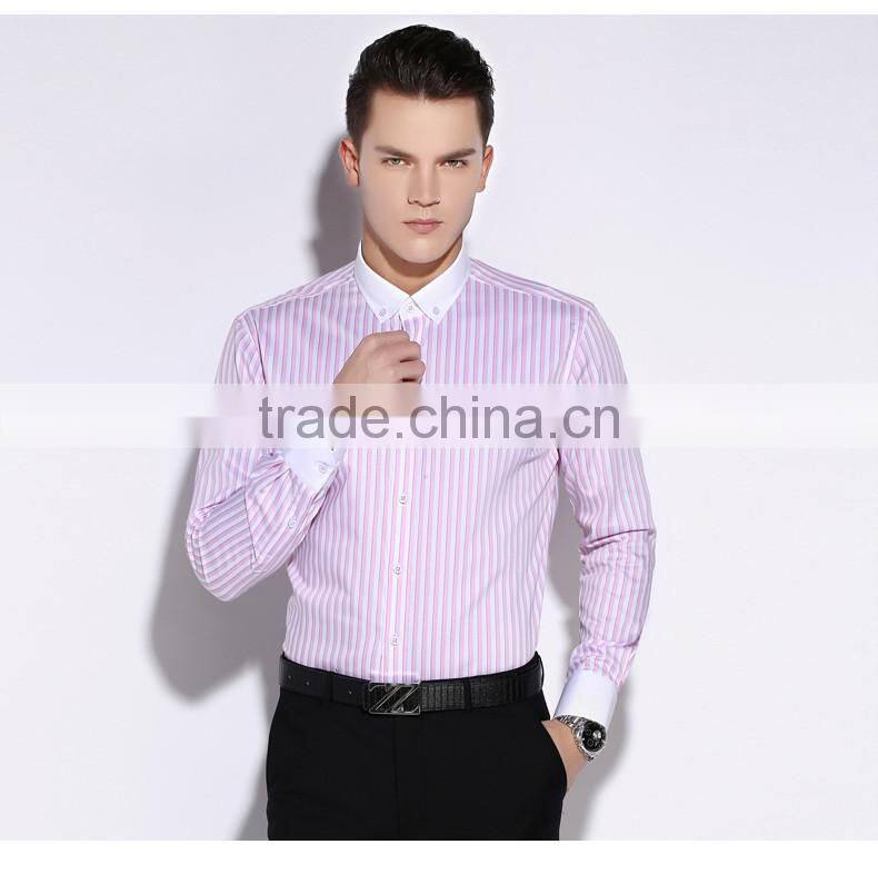 Classic fashion 100% cotton white collar & cuff long sleeve shirt dress men