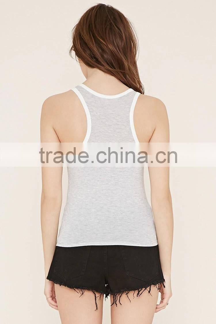 2016 guangzhou shandao oem service summer new design knitted plain dyed sleeveless ladies summer tops made in china