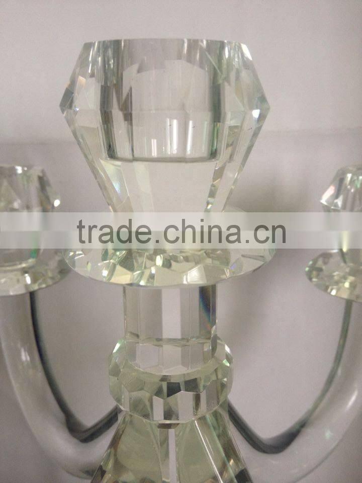 Hot Sale! Latest 34cm Multifunctional 5 Arms Crystal Candle Holder For Decoration
