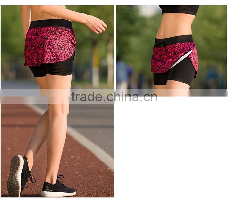 Directly Sale Women Double-deck Waistband Yoga Training Shorts