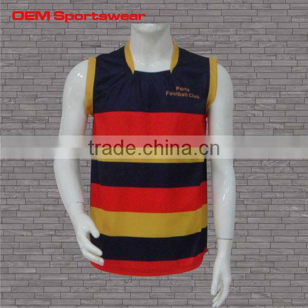 Latest color red design sleeveless wholesale youth football jersey