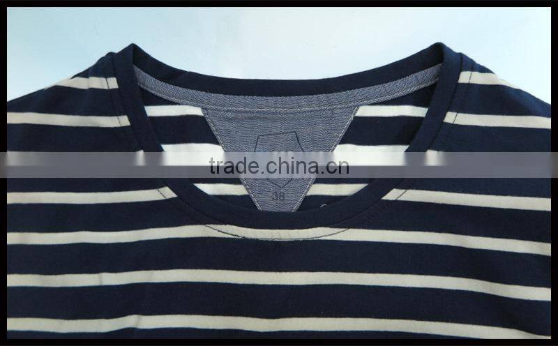 T092-1669N 95% cotton 5% elastane t shirt Short Sleeve Long T shirt Dress With Stripe Print