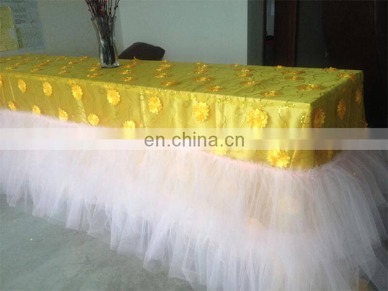 Yellow Lace Tulle Table Skirt Wedding Banquet Table Cloth