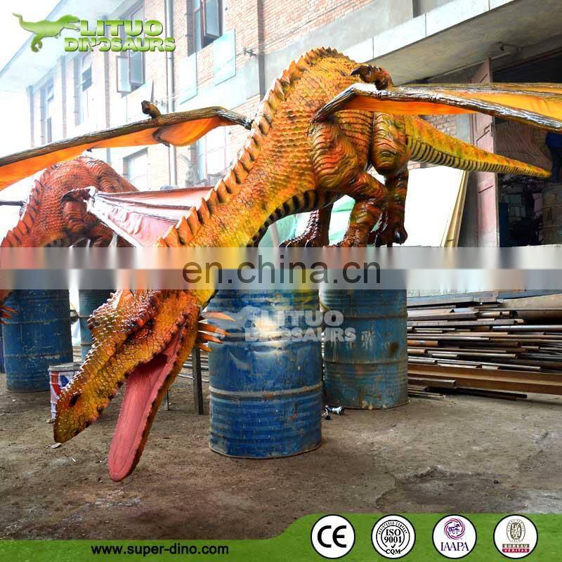 Amusement Park Equipment Animatronic Dragon Replica