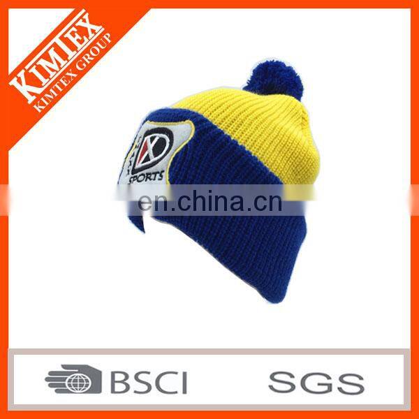 2017 Custom Colorful Pom Pom Knit Hat With Ball Top