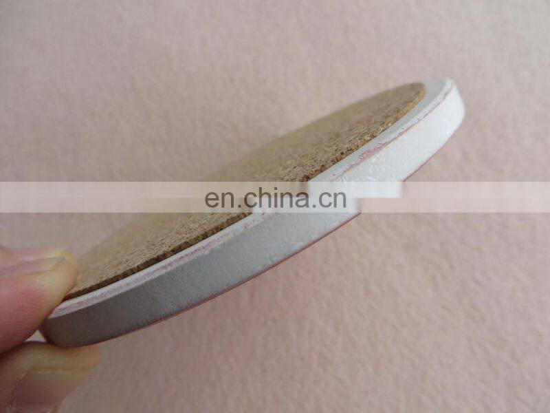 Waterproof porcelain coaster with cork, custom design round ceramic coaster