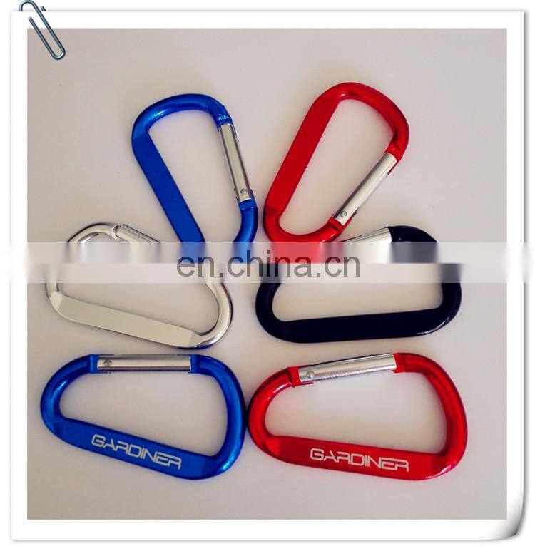 high qualiy Custom metal multi color D-shaped aluminum carabiner for promotion keychain