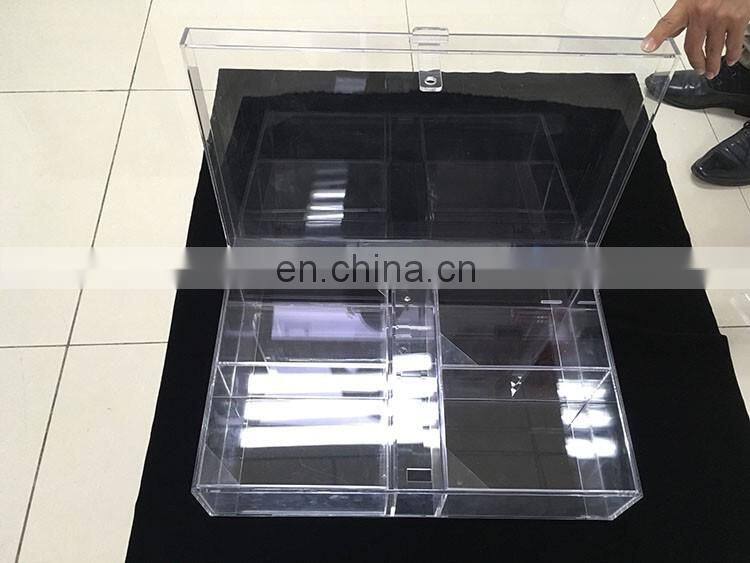 Factory Custom Plexiglass Lucite Big Large Clear Acrylic Storage box Hinged Cover With 4 Small Case Suitcase