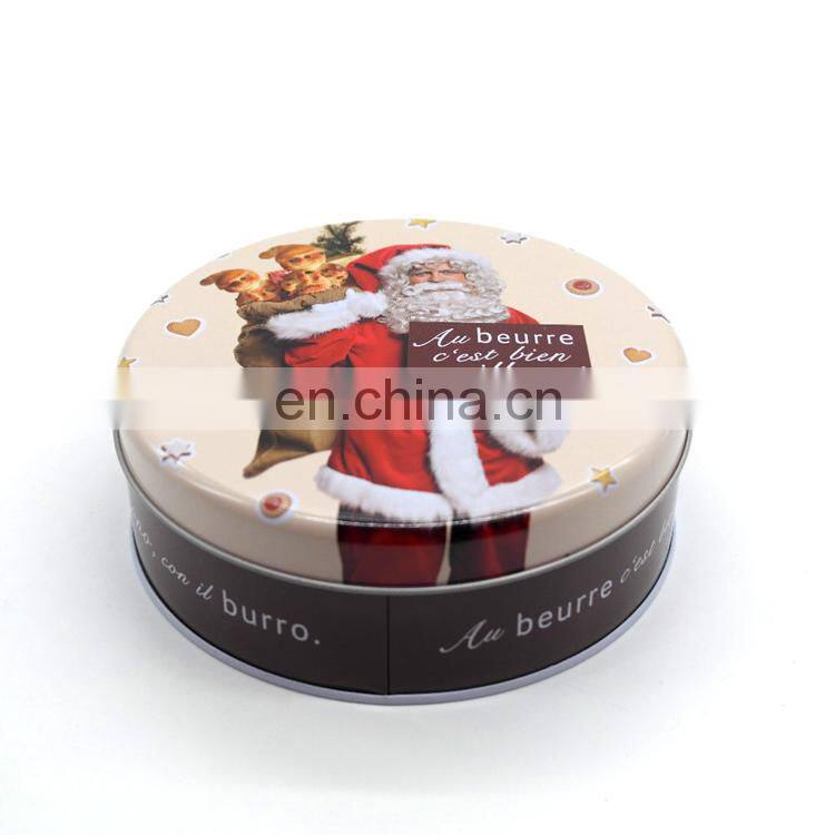 Direct factory christmas round gift tin box wholesale