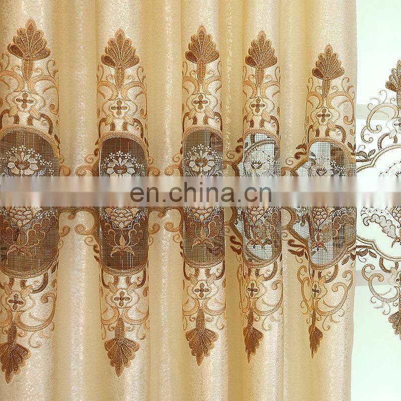 Europe type new yellow white hollow out embroider curtain 50% blackout