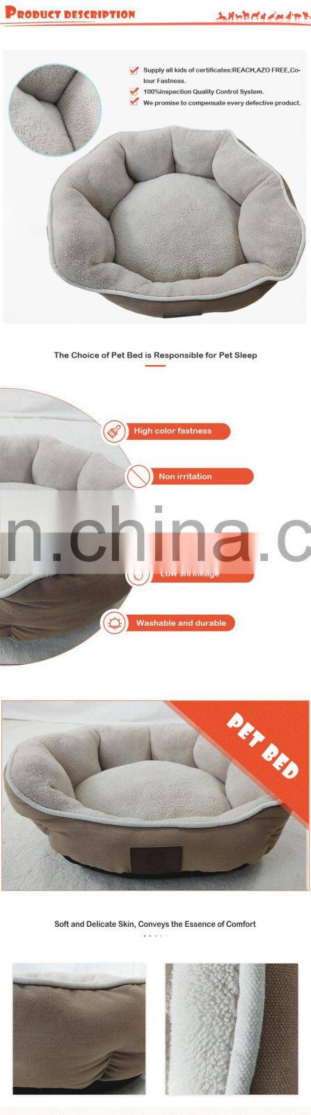 Popular round plush fluffy pet bed bottom waterproof material