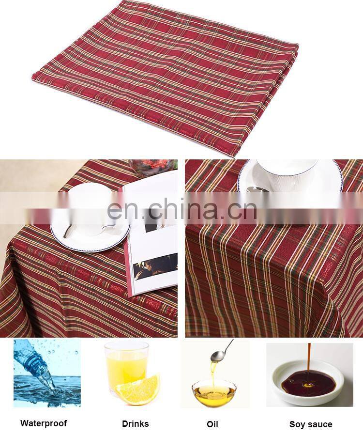 Christmas series polyester jacquard 175GSM hotel dining party table overlay topper wholesale table cloth with check pattern