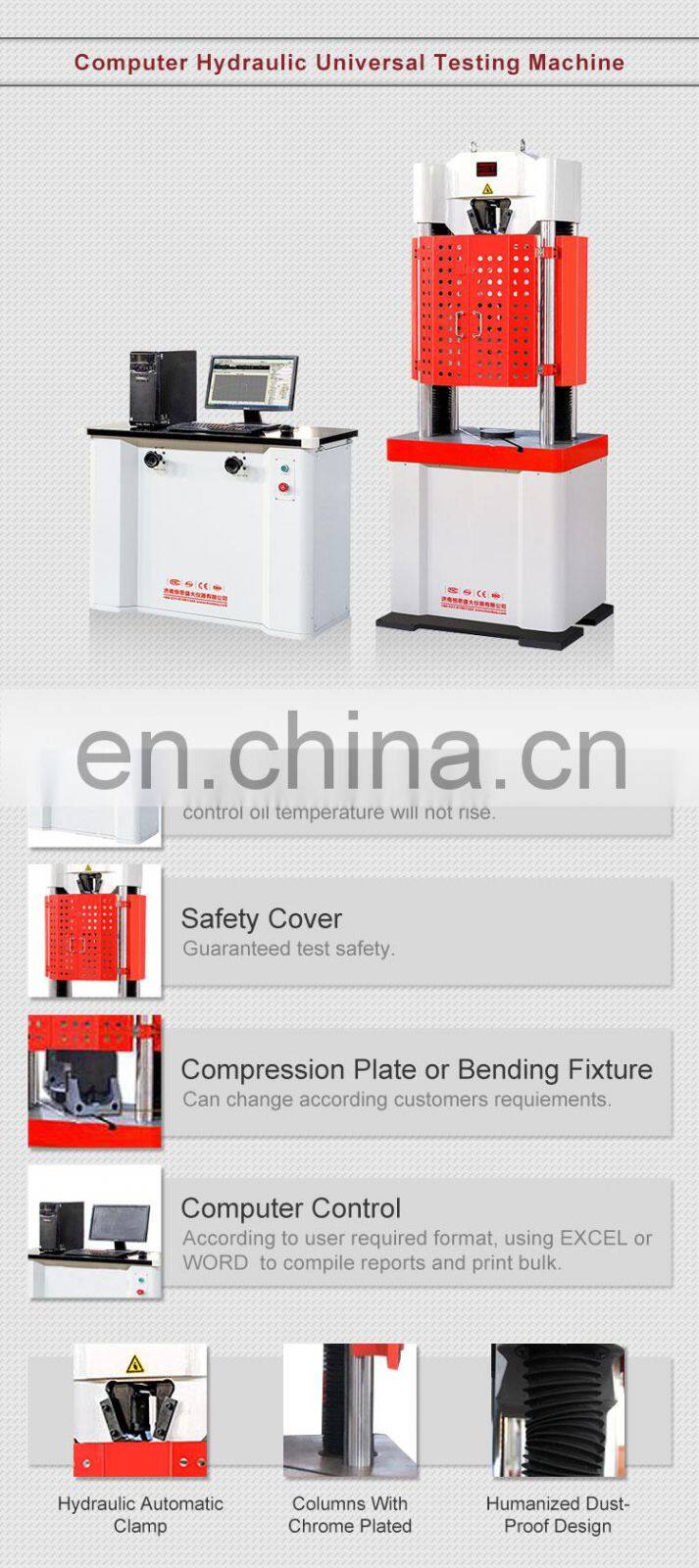 WAW-600D CE Certificate ASTM 60TON hydraulic universal testing machine 600kn