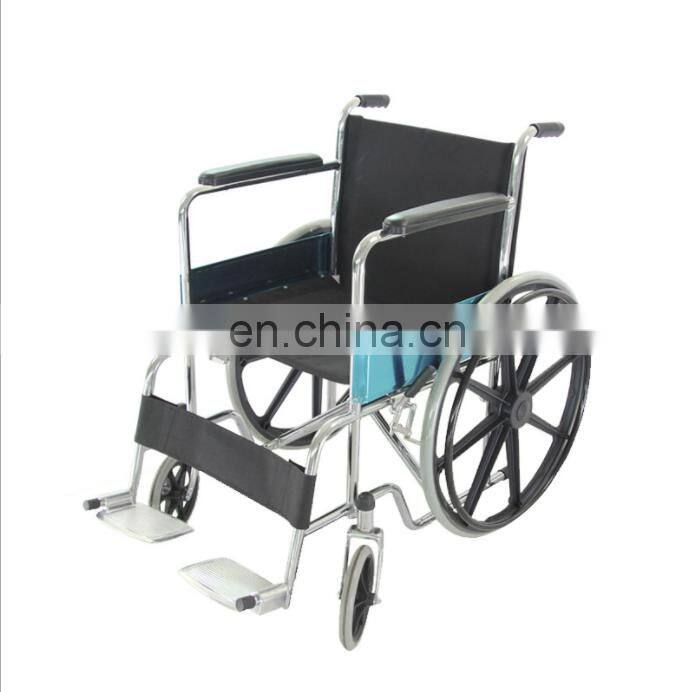 Custom disabled elderly manual push wheelchair folding convenient electroplating manual transport wheelchair