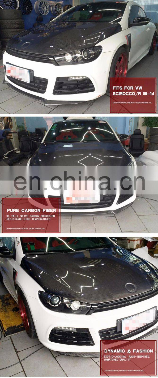 Auto OEM Carbon Fiber Engine Hood spoiler for Volkswagen Scirocco R bonnet