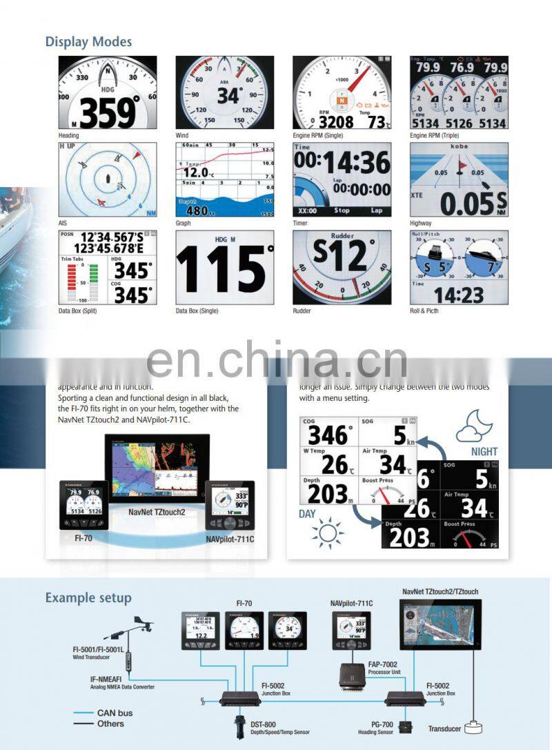 Marine electronics maritime navigation communication FI-70 NAVNET instrument data organizer use can bus network 4.1'' display