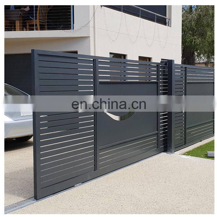 commercial custom courtyard entrance driveway main modern steel electric sliding fence gate automatic design