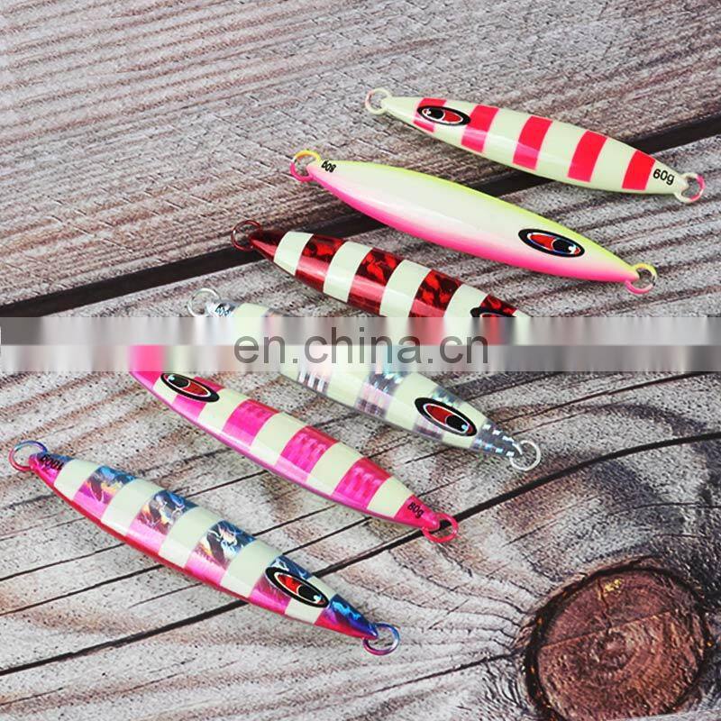 JOHNCOO 60G 80G 100G Jigging Lure Lead Jig Mental Luminous Lure Fishing