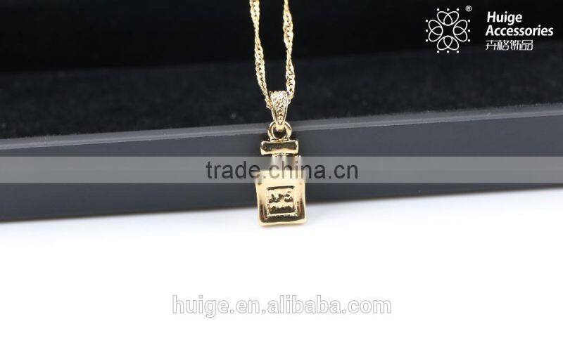 2015 Yiwu Simple Design Jewellery Hot Sales Brass Chain Gold Plated Pendant Necklace