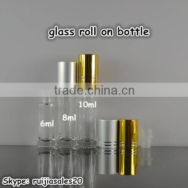 Hot sales empty body oil 10ml clear roll on glass bottles