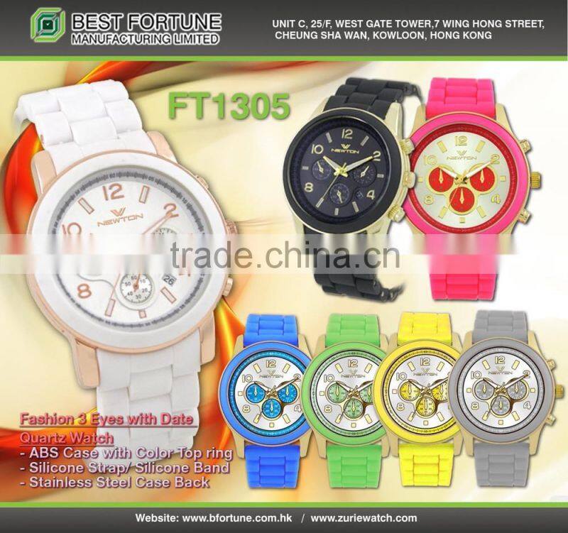 FT1305_WH - White Colorful 3 hands with ABS band quartz watch and price