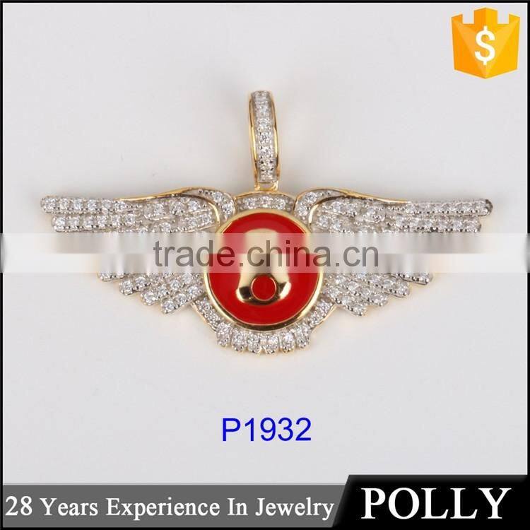 2016 Latest fashion hip hop jewelry 925 sterling silver bird wing diamond pendant