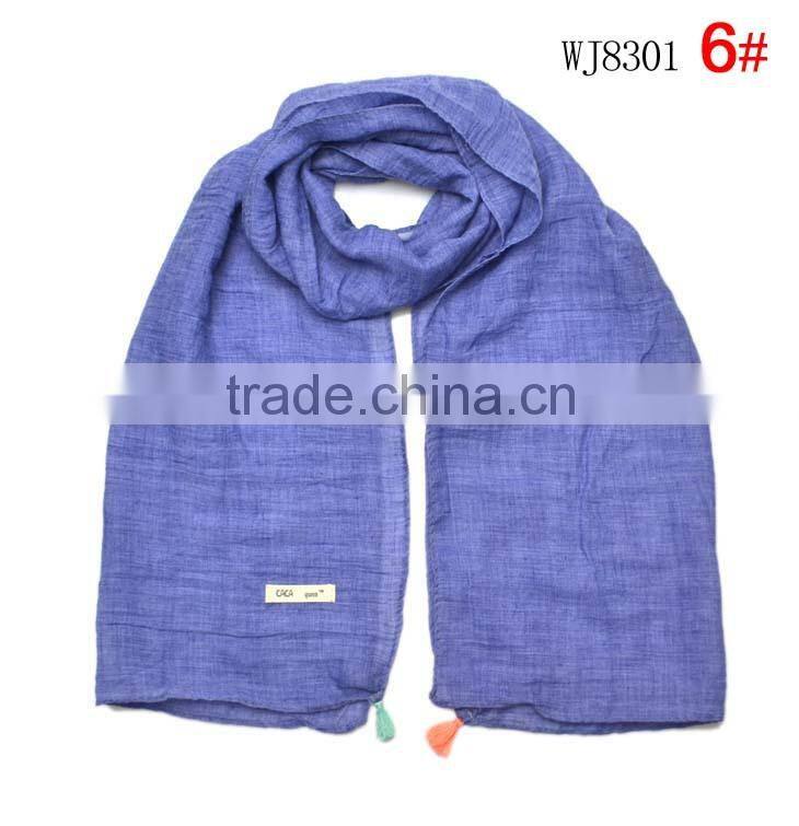 Wholesale Fashion Classic Tassel Style Kids Boys Girls Cotton Solid Plain Scarf