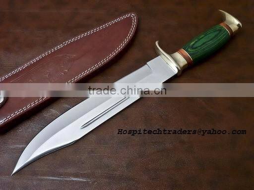 Custom Handmade Damascus steel Bowie Hunting Knife with Stag Horn handle