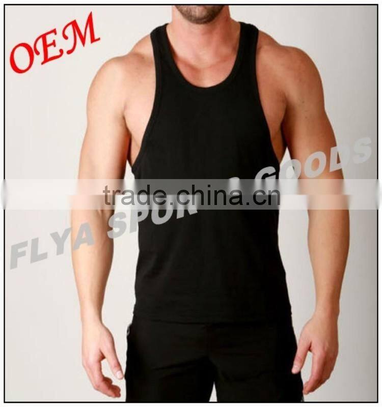 100% cotton plain white y-back gym singlet for men