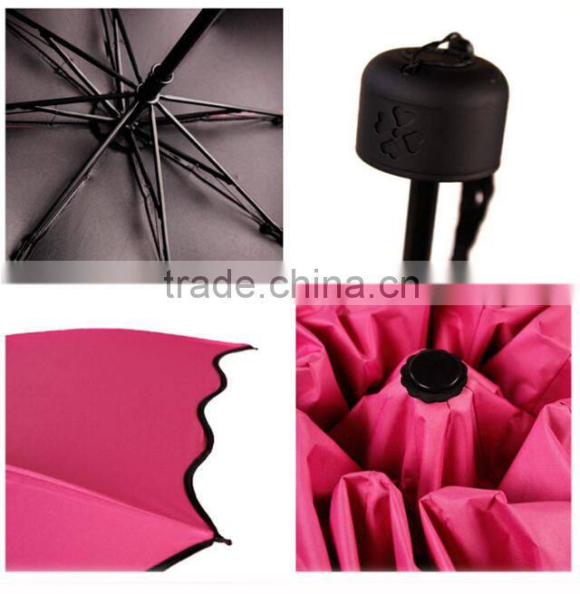Alibaba china supplier 3 folding colour changing umbrellachange color when wet umbrella