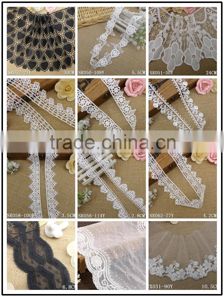 Water Soluble lace1.8" Flower Blue Pink Nylon Embroidery Kitted Slim Side Underwear Laces Fabric