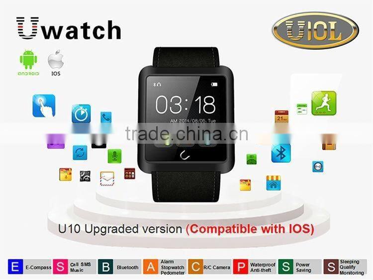 2015 New U Watch U10L Anti-lost Bluetooth Smart Watch Luxury Sports SmartWatch For iPhone 6 5 5S IOS Samsung S5 Note 4 HTC