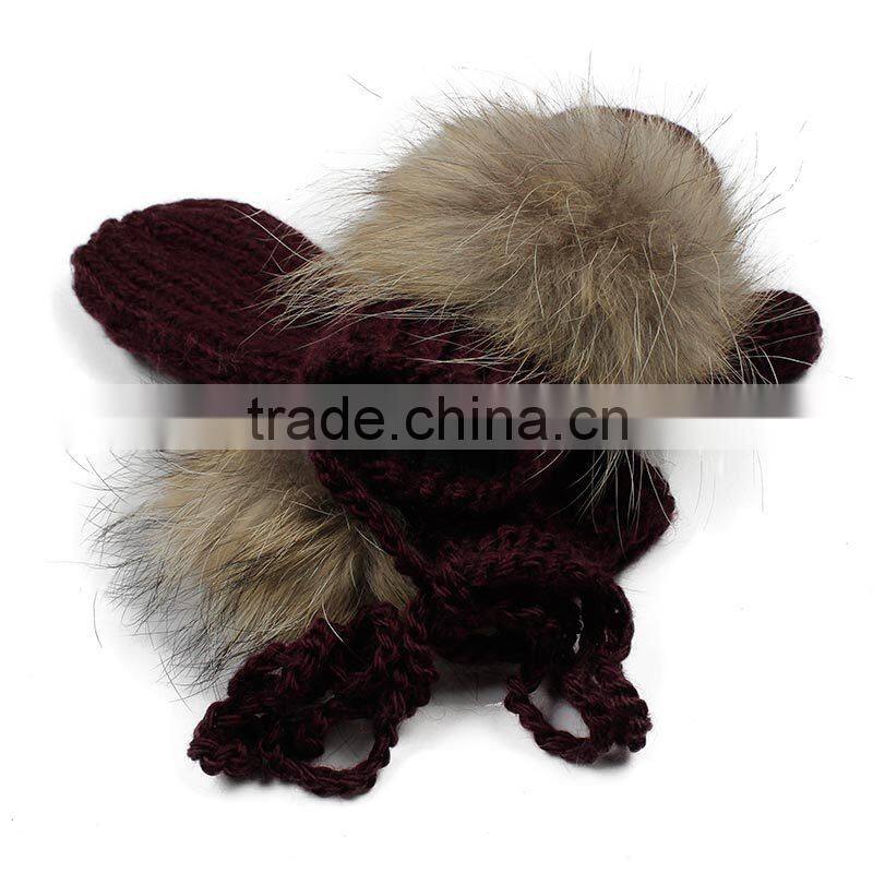 Plain wool knitted women stylish winter knitted gloves
